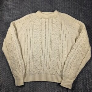 Vintage Cranbrook Cable Knit Sweater Men's Medium Cream Fisherman Cabincore